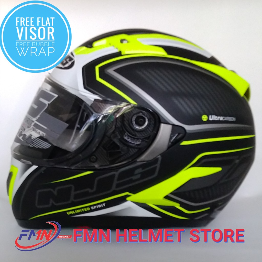 Helm NJS SHADOW ULTRA CARBON Black Doff Yellow Fluo Full Face