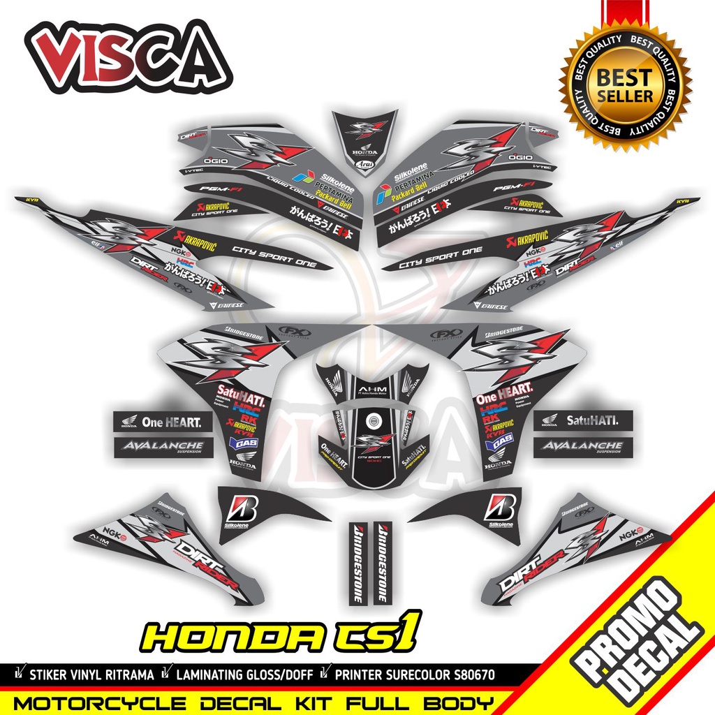 Striping Honda Cs1 Decal Stiker Cs1 Black Silver