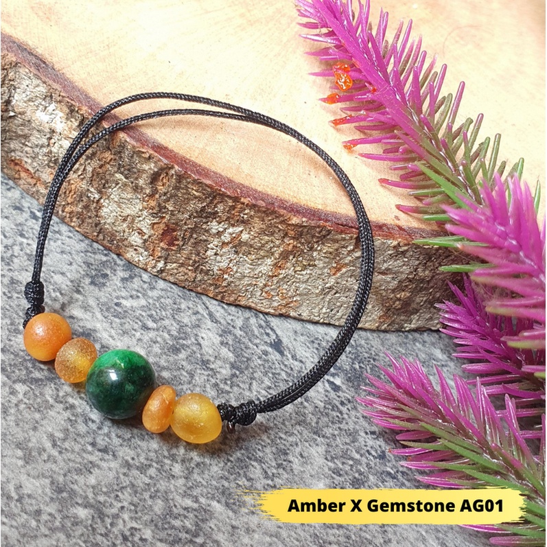 Gelang Amber X Gemstone Anak dan Dewasa Adjustable AG01 by Amber Bee