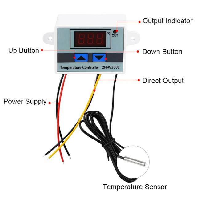 Thermostat Digital LED Temperature Controller XH-W3001 220V/12V Pemanas Pendingin Suhu Digital