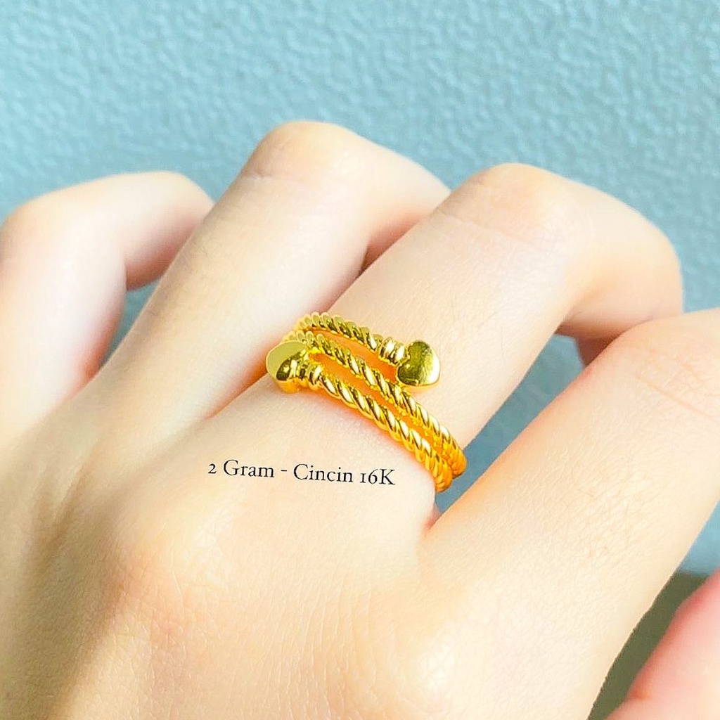 Cincin anak dan dewasa emas asli kadar 700 70 16k lilit putar selisih 3 4 baris tanpa mata permata polos ring gold 1 2 gram gr mas kuning