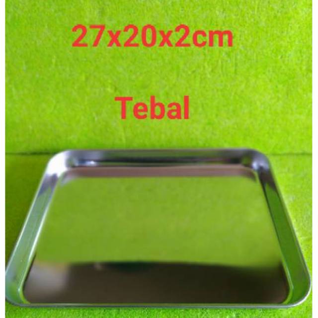 Nampan / Ceper / Baki Stainless Segi Tebal 27x20x2cm