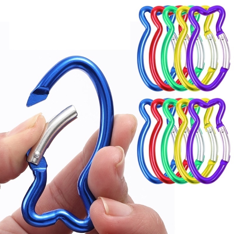 1pc Carabiner Bentuk Ikan Bahan Aluminum Alloy Untuk Camping Outdoor