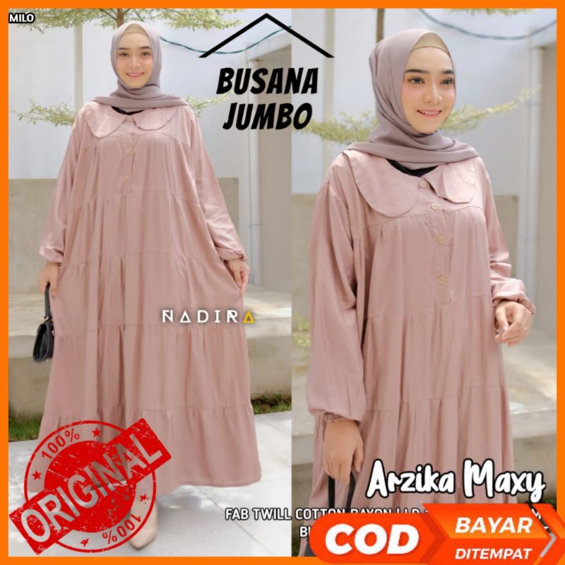 GAMIS WANITA DRESS MENYUSUI JUMBO BIG SIZE XXXL LD 136 POLOS KATUN RAYON ADEM ORI NADIRA | ARZIKA