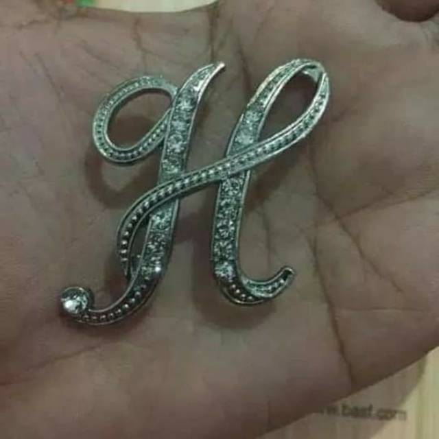 Bros Huruf / Bros Alfabet  / Bros Nama / Bros Unik / Bros Hijab / Bros Simple Cantik Inisial Pin-4
