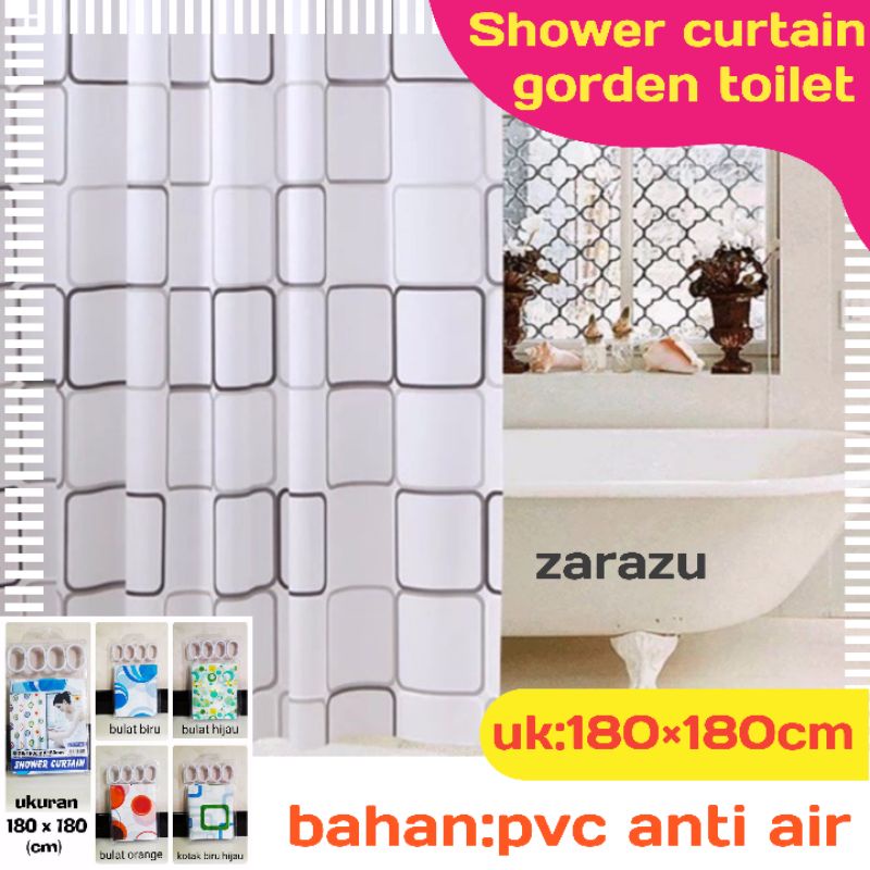 Tirai Kamar Mandi anti air Shower Curtain Bathroom motif waterproof kerang bintang laut Korden WC