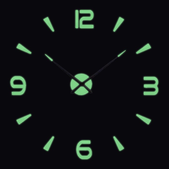 JAM DINDING 3D DIY GIANT WALL CLOCK GLOW IN THE DARK 80 -130CM