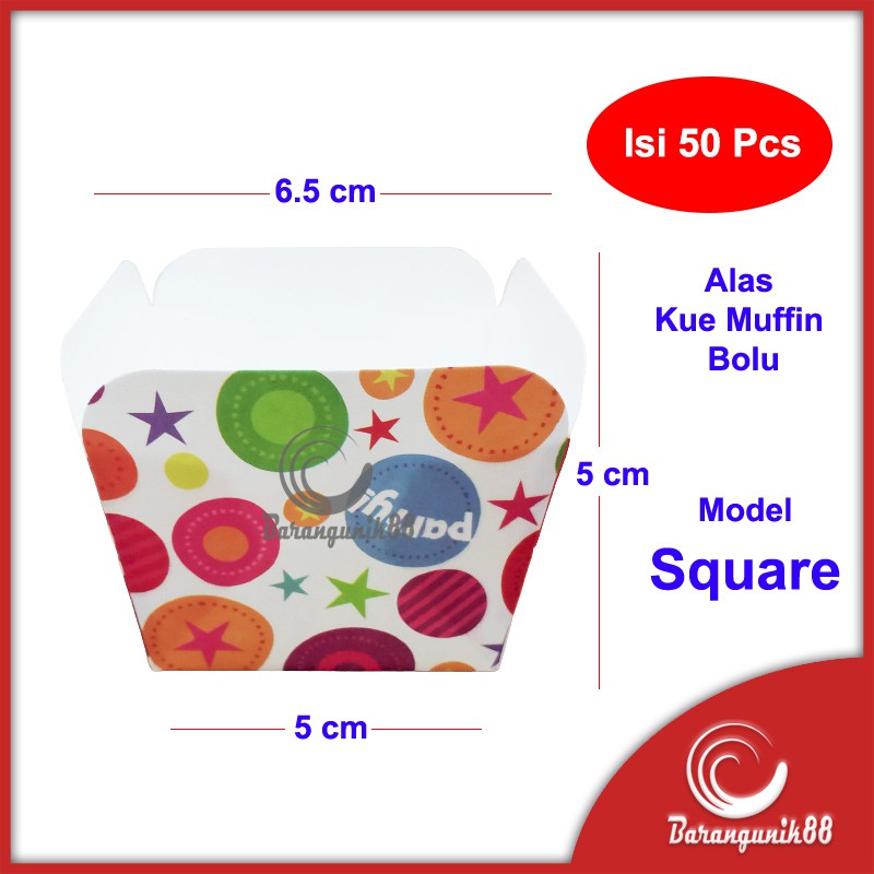 Kertas Alas Muffin Cup Cake Bolu Roti Kue (50 pcs) Square Alas Kue