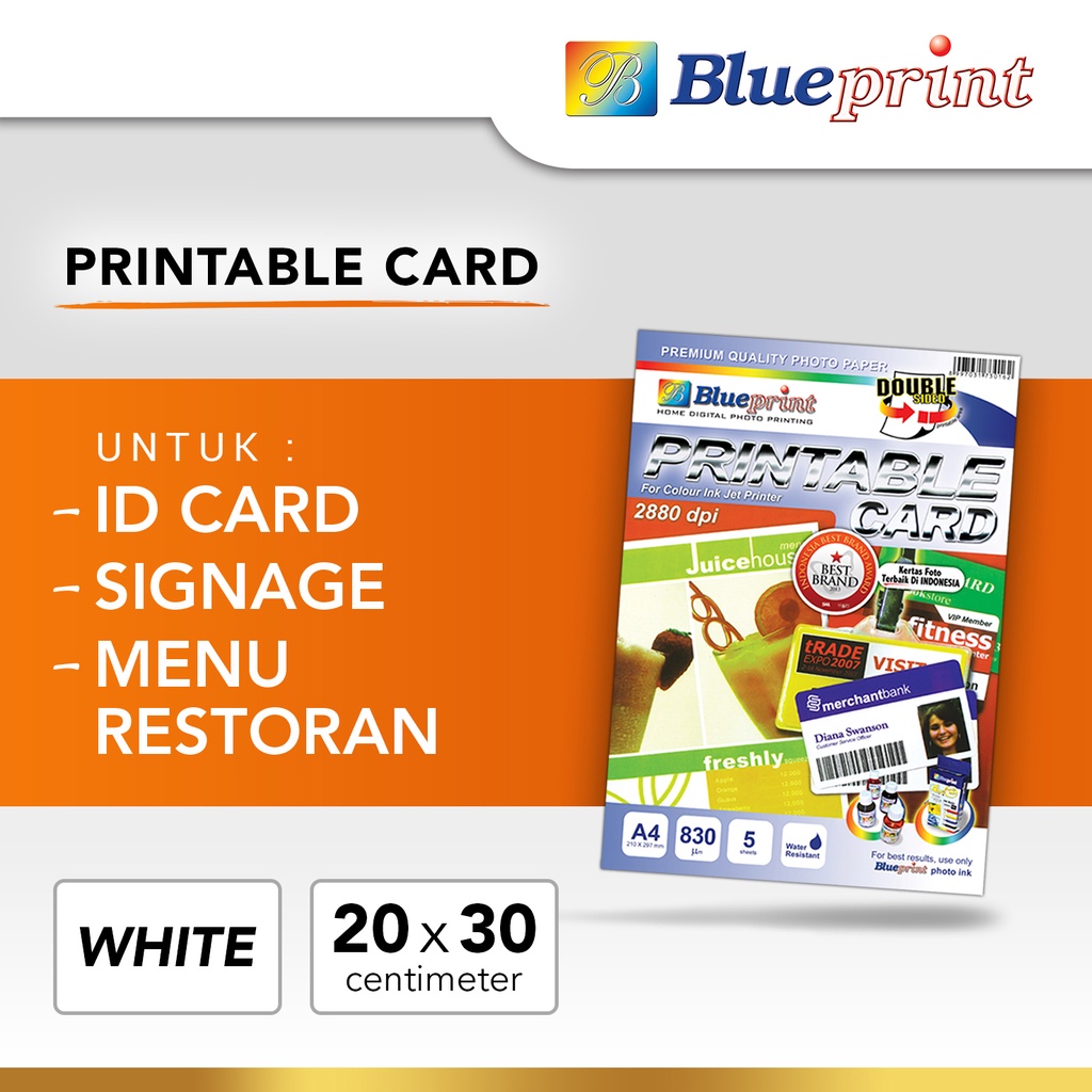 

Printable Card Putih Blueprint Kertas ID Card / Kartu Nama / PVC ukuran A4 isi 5 lembar Tebal seperti KTP untuk cetak Kartu Vaksin
