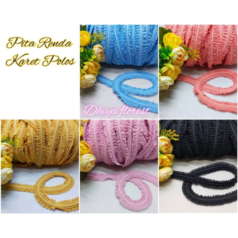Pita Renda Karet Motif Polos Renda Karet Motif Tali Elastis Motif Renda Polos Renda Elastis (90 cm)