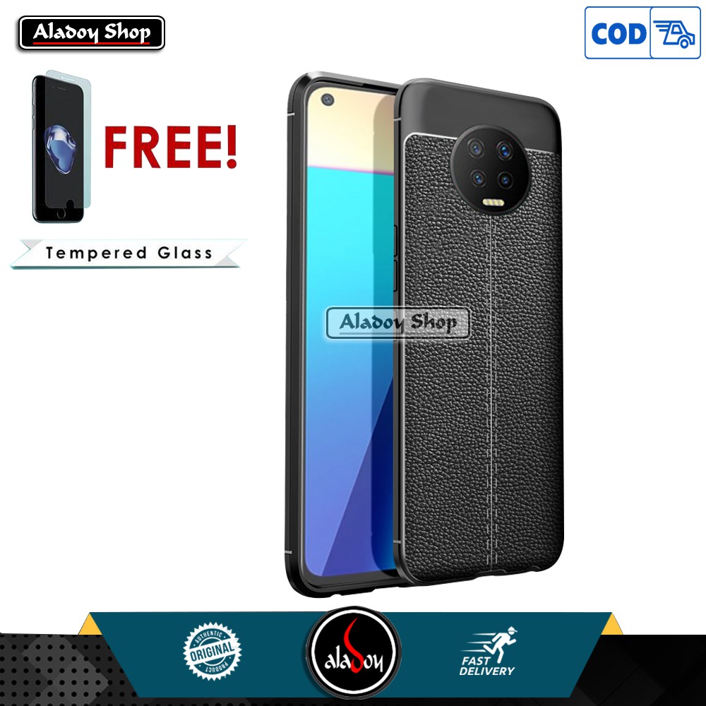 Case Infinix Note 7 Ultra Slim Autofocus Leather Premium Softcase + Tempered Glass Camera Layar