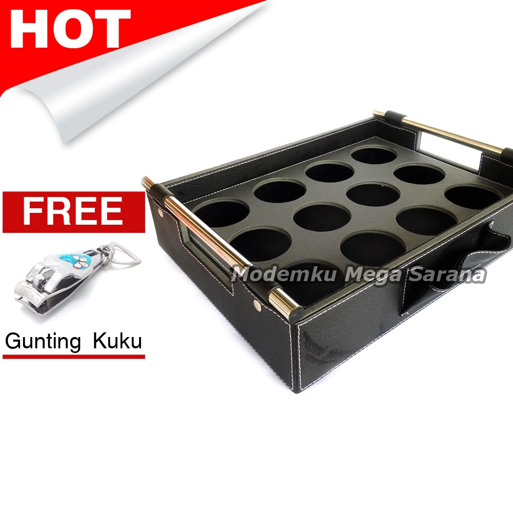 Tatakan / Tempat Aqua Air Mineral dari Vinyl Hitam - 12 Lubang - Free Gunting Kuku