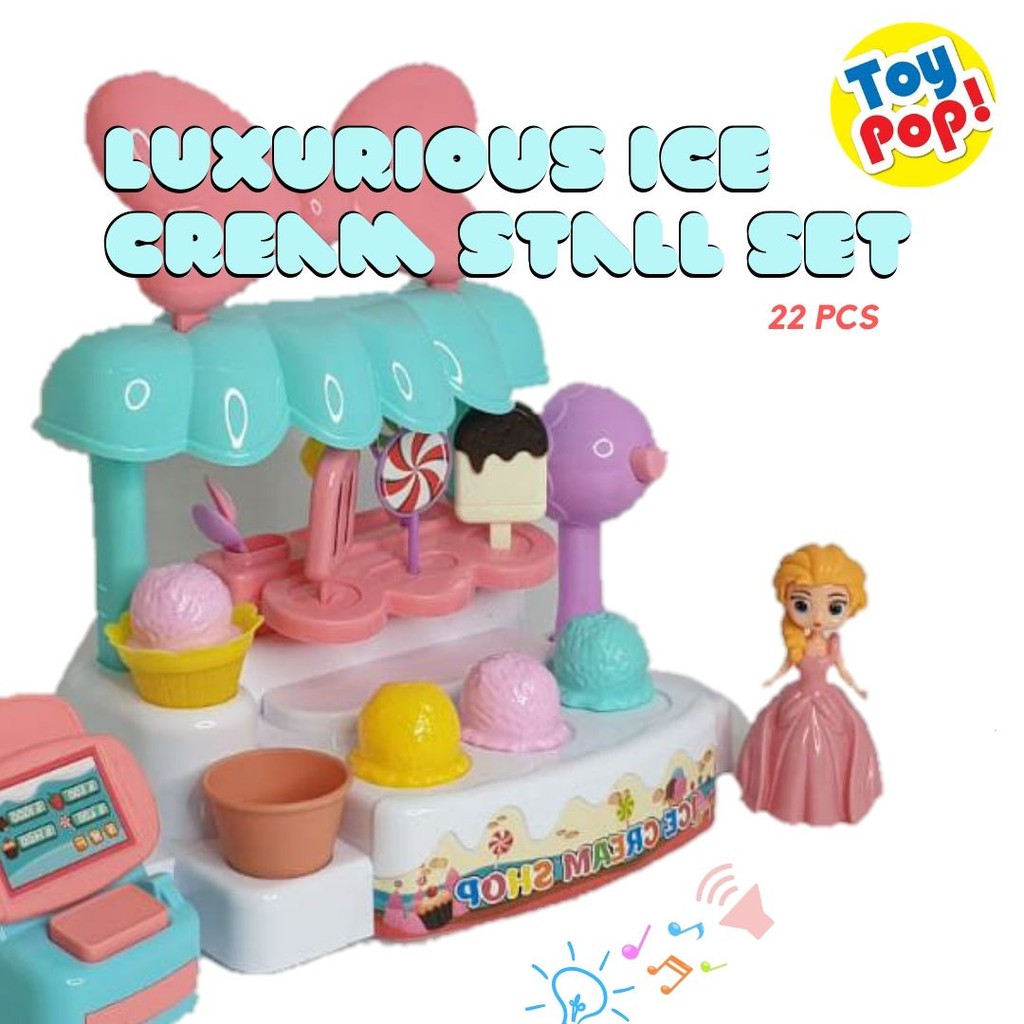  Mainan  ice cream shop toko es krim dengan lampu dan musik 