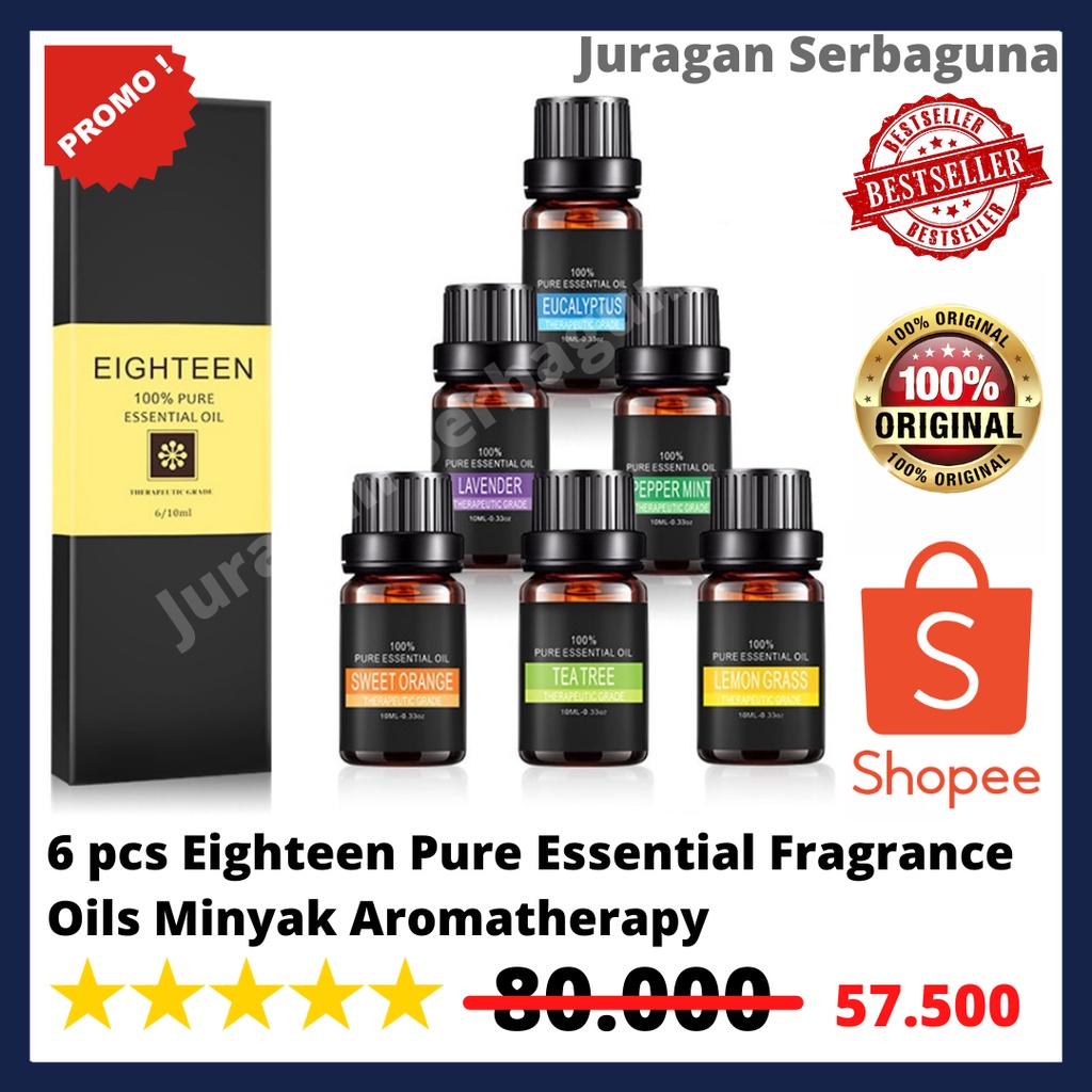 6 pcs Eighteen Pure Essential Fragrance Oils Minyak Aromatherapy