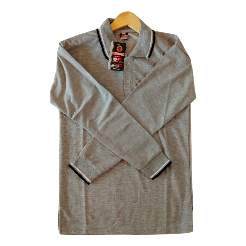 Baju Kaos Polos Shirt Lengan Pendek Polos Kerah Sanghai Hitam Coklat