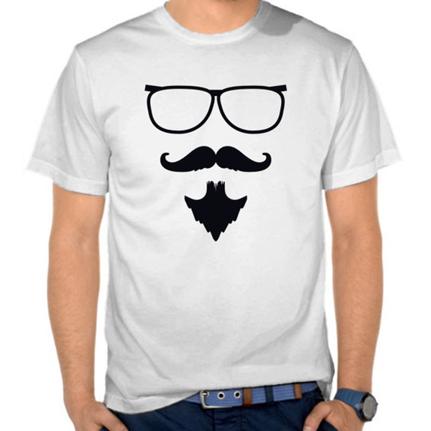 Kaos Distro Hipster - Kacamata Kumis Jenggot Abu Misty PREMIUM