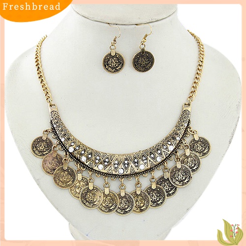 Fresh| Set Perhiasan Kalung Choker Anting Kait Gaya Vintage Untuk Wanita