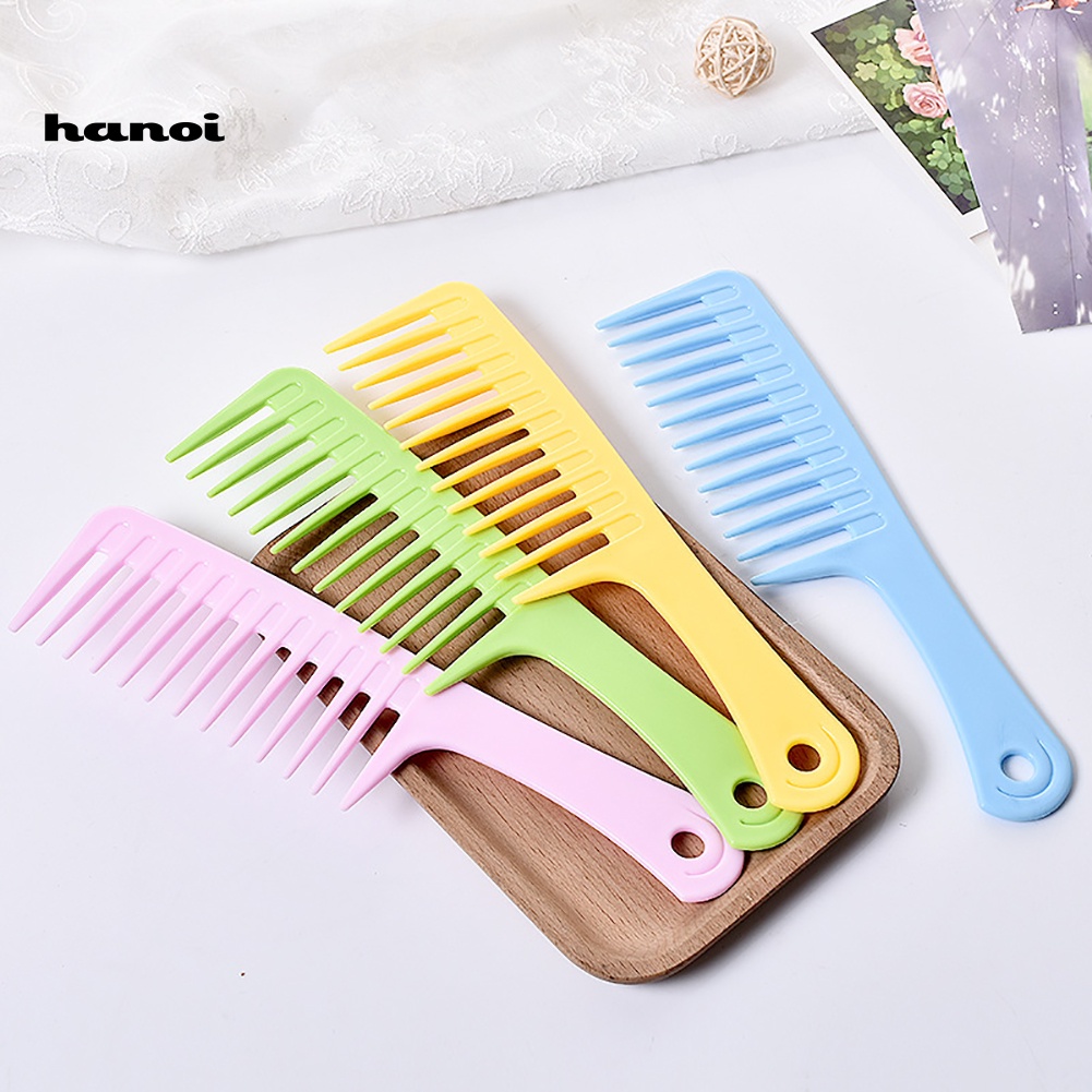 Han_ 2Pcs / Set Sisir Gigi Lebar Anti Kusut Untuk Rambut Lurus / Keriting / Gelombang