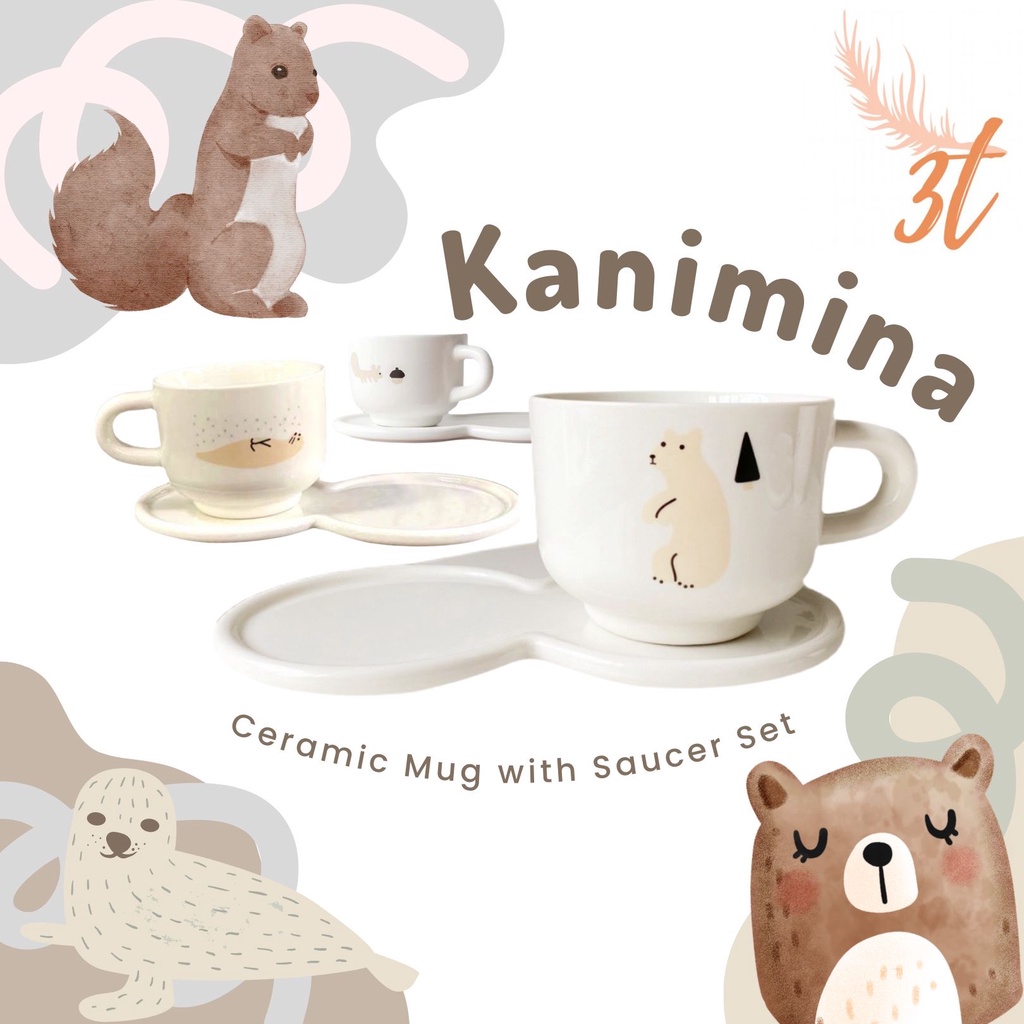 Kanimina Ceramic Mug and Saucer Set / Gelas