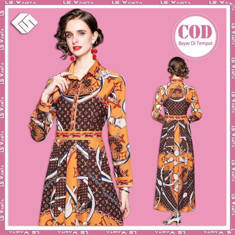 LS Dress Muslim Wanita Vintage Pesta Panjang Maxi Party Dress