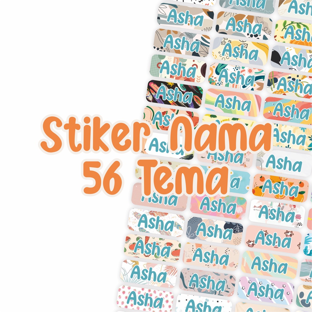 

Stiker Nama 56 Tema - Waterproof - Label Nama Waterproof VINYL