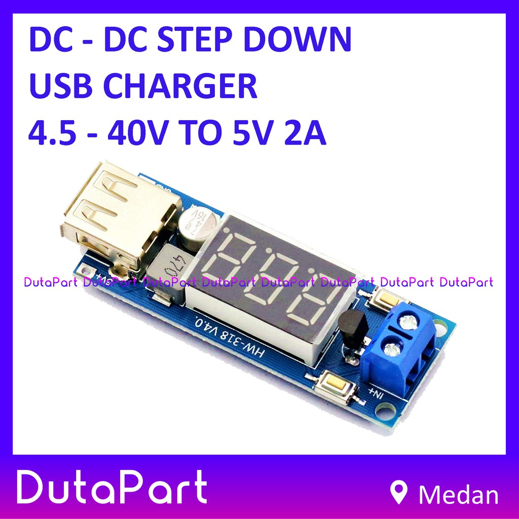 DC-DC Step Down USB Charger 4.5-40V To 5V 2A Power Module DC Voltmeter