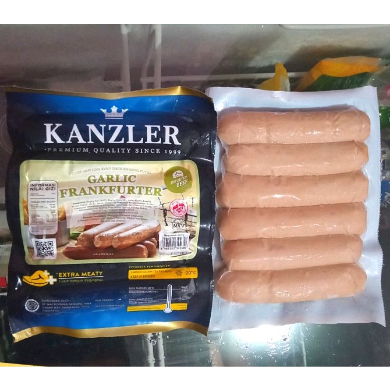 

Kanzler Garlic Frankfurter Sosis Sapi dan Ayam 300gr Isi 6pcs