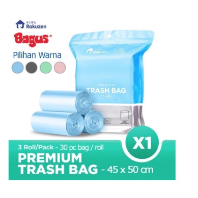 BAGUS Rakuzen Premium Trash Bag Uk 45 x 50 Kantong Sampah