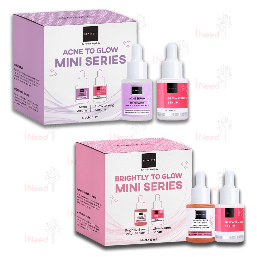 (INEED) Scarlett Whitening Brightly Acne to Glow Mini Series Paket Mini Scarlett Serum Brightly Acne BPOM