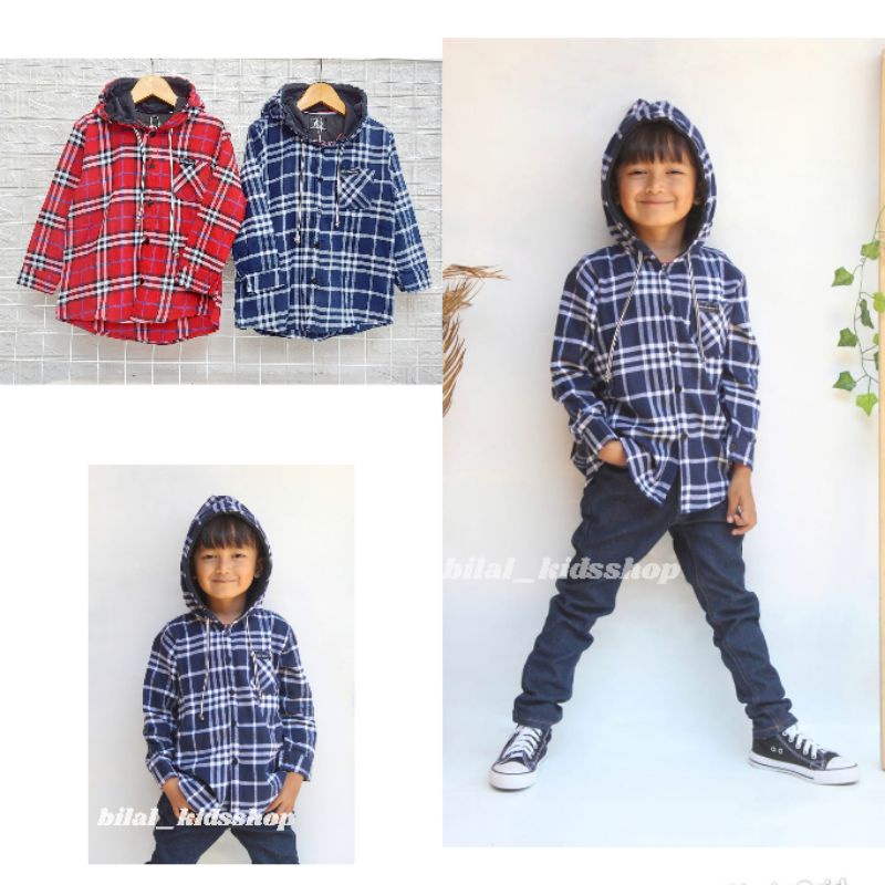 KEMEJA FLANEL HOODIE/KEMEJA FLANEL ANAK/HOODIE TANGAN PANJANG