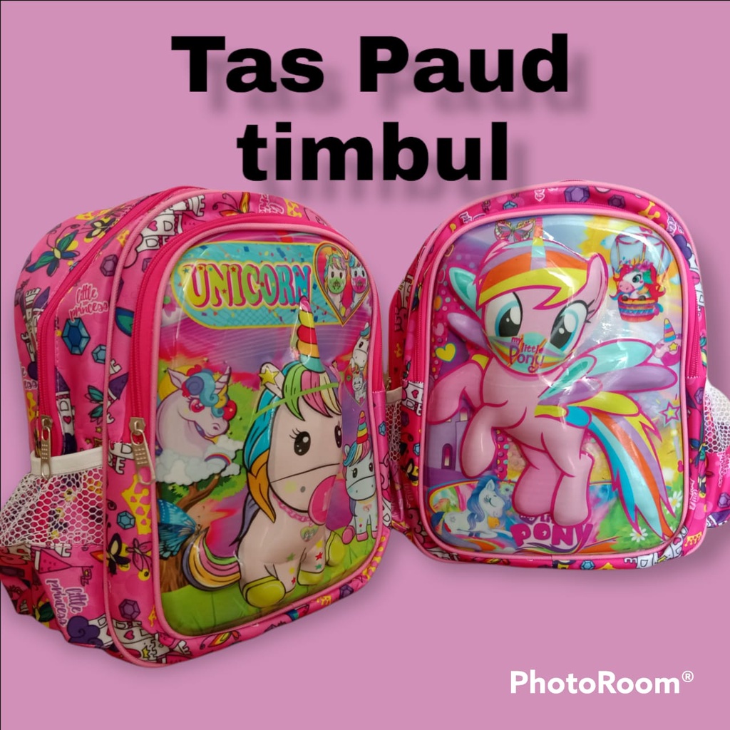 Tas Sekolah Anak Paud Perempuan Kuda Pony Gambar Timbul