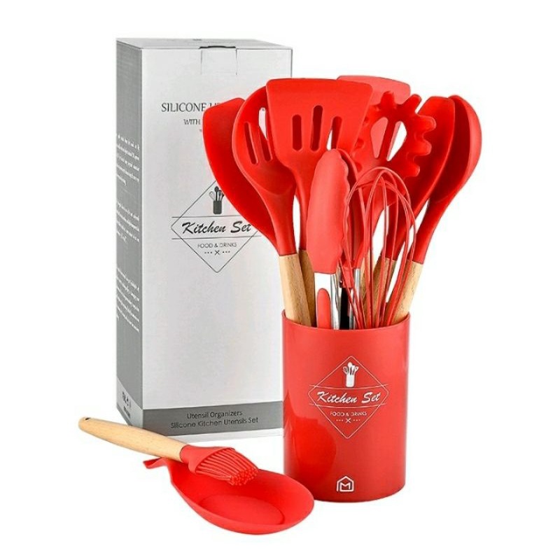 KITCHEN SET Sutil Silicone 13pcs Spatula Silikon Tahan Panas Peralatan Masak