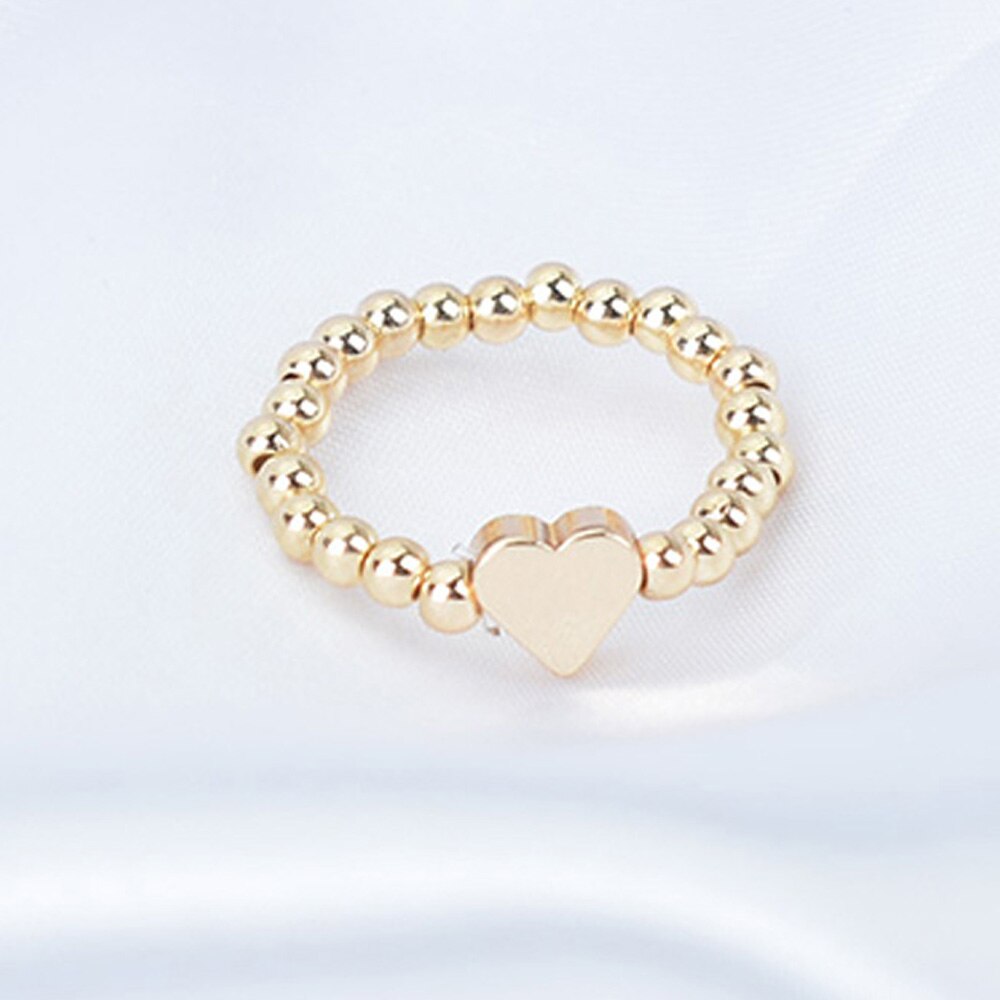 Cincin Manik-Manik Handmade Elastis Adjustable Warna Gold Silver Gaya Korea Untuk Wanita