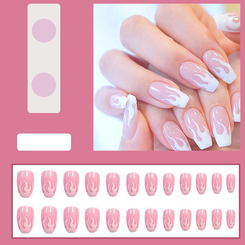 Kuku Palsu Fake Nail 24 Pcs Kemasan Strip Kuku Palsu Baru Fake Nails Kuku Palsu 3d Kuku Palsu Polos French Manicure-T113