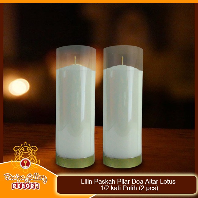 Lilin/Candle Puja Paskah Pilar Doa Altar Lotus 1/2 kati Putih (2 pcs)