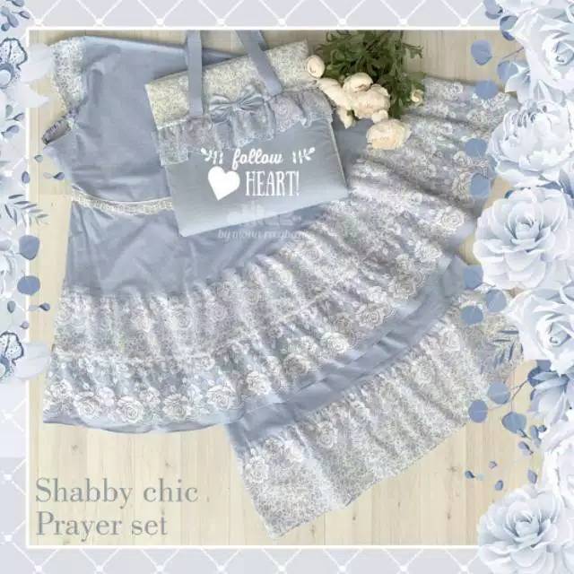 Mukena premium prayer set bisa couple mom baby n kiss kode  blue 03 by alilac