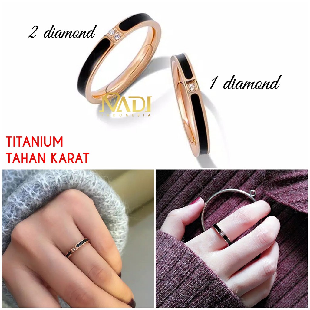 CINCIN TITANIUM NADI ROSEANNE TAHAN KARAT AKSESORIS FASHION WANITA CEWEK PREMIUM DIAMOND TUNANGAN