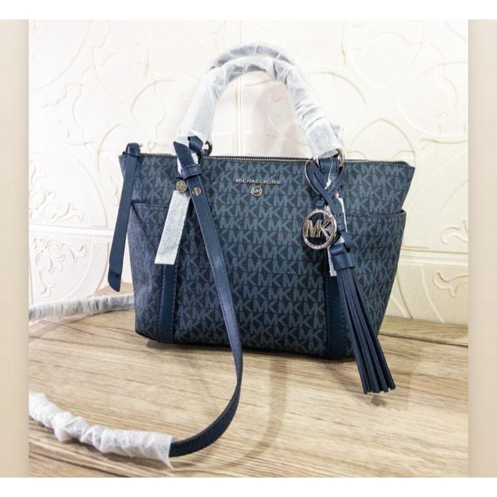 Tas Michael Kors Sullivan Satchel Sign Navy New Original
