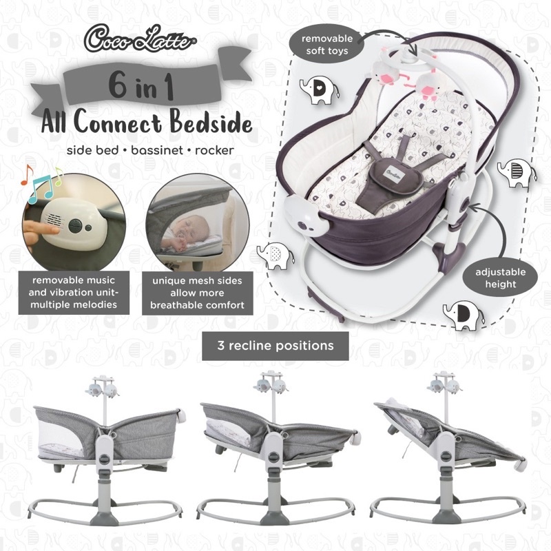 Cocolatte All Connect 6in1 Bedside - Tempat Tidur Bayi/Baby Bouncer