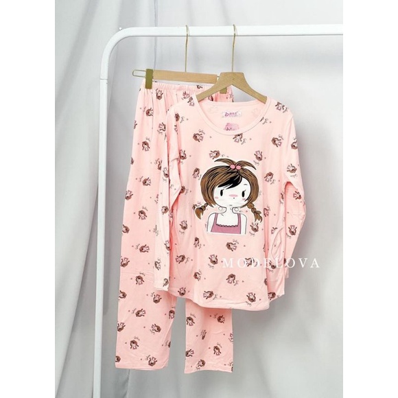 MDLV ~ Baju Tidur Set Baby Girl PP Baju tidur Dewasa Lengan Panjang Celana Panjang Set Piyama Import Fashion Import