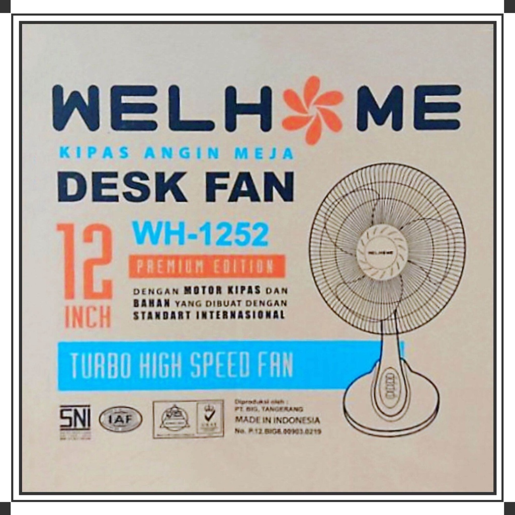 Kipas Angin 2 In 1 Welhome WH-1252 Desk Fan &amp; Wall Fan