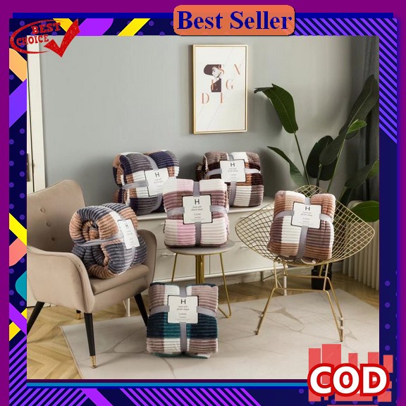 Selimut Bulu Polos Tebal Dewasa Selimut Murah Jumbo Lembut Murah Impor Selimut Bulu Salur 3D Motif
