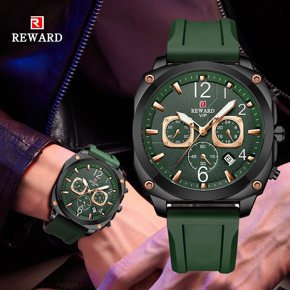 Reward Men Large Watch  Luxury Fashion Militray Sport Watch with Stopwatch Waterproof Watch Chronogr