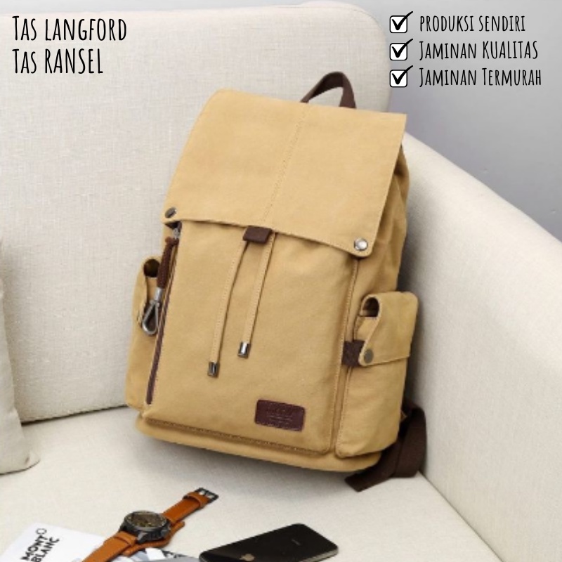 Tas Ransel - Backpack Punggung Kanvas Bahu Model Kekinian Korea Terbaru Simple Casual Elegan Sekolah Kuliah Kerja Travelling Outdoor Pria Wanita Cewek Cowok