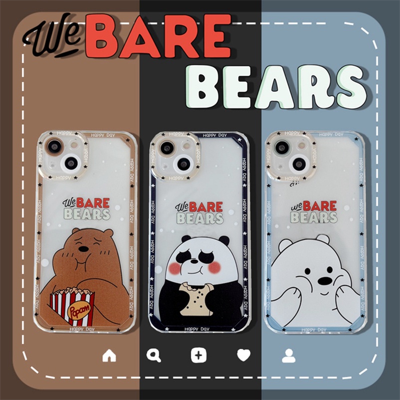 Soft Case Silikon Motif Kartun Beruang Untuk Compatible for iPhone 11 Pro Max iPhone 14 13 12 Pro Max X Xr Xs Max Se 2020 iPhone 7plus 8plus 8 7 6 6s plus Cartoon Bear Series Translucent Frame Soft Silicone Shockproof Phone Case