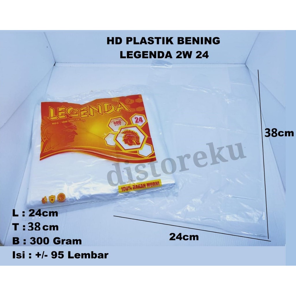 uk 24 kantong Plastik Kresek HD Bening LEGENDA 2W 300Gram TANGGUNG