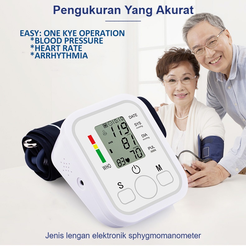 ITS Tensi darah digital otomatis akurat Gaya Lengan Sepenuhnya Otomatis Sphygmomanometer Monitor Tekanan Darah Tampilan LED besar  Sepenuhnya otomatis  alat tensi darah digital akurat lengkap ori