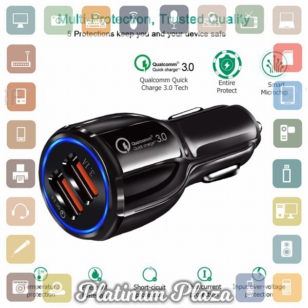 Taffware Car Charger Dual USB Port 3.1A QC3.0 - DC-681 - Black`15LJ37-