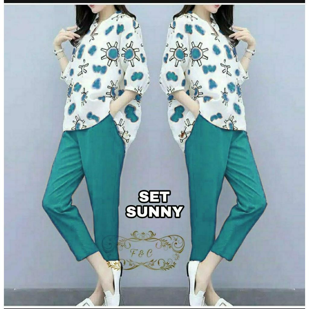 Feodora fashion / Set Sunny / setelan wanita / pakaian wanita / setelan model korea / setelan wanita model terbaru (GOOD QUALITY)
