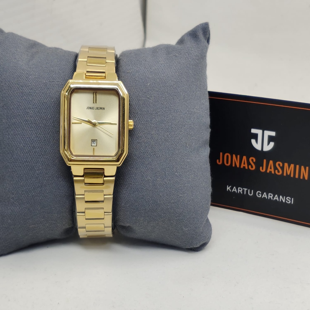 JAM TANGAN WANITA JONAS JASMIN P85 TALI RANTAI TANGGAL AKTIF DM 2.5CM FREE BOX  || JAM TANGAN FASHION WANITA JONAS JASMIN